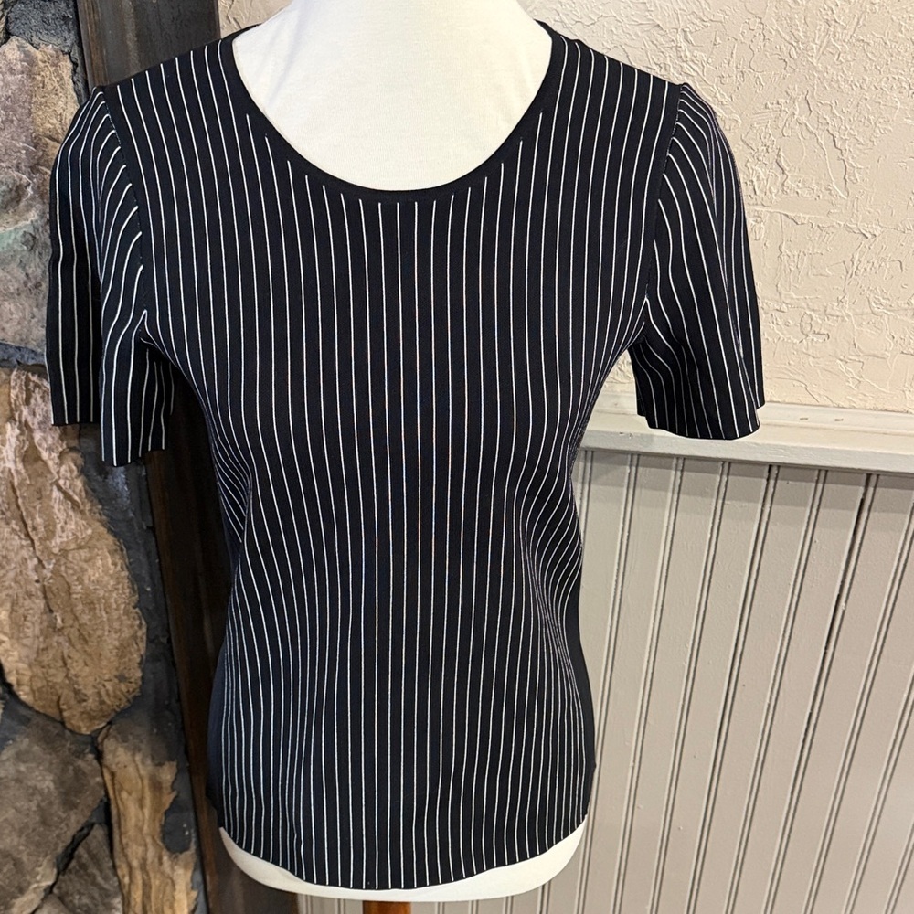 Black and White Striped Women's Top